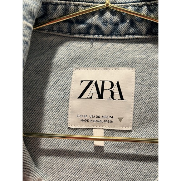 Zara Carpenter Denim Button Down Shirt with Snap Buttons XS - Picture 5 of 7